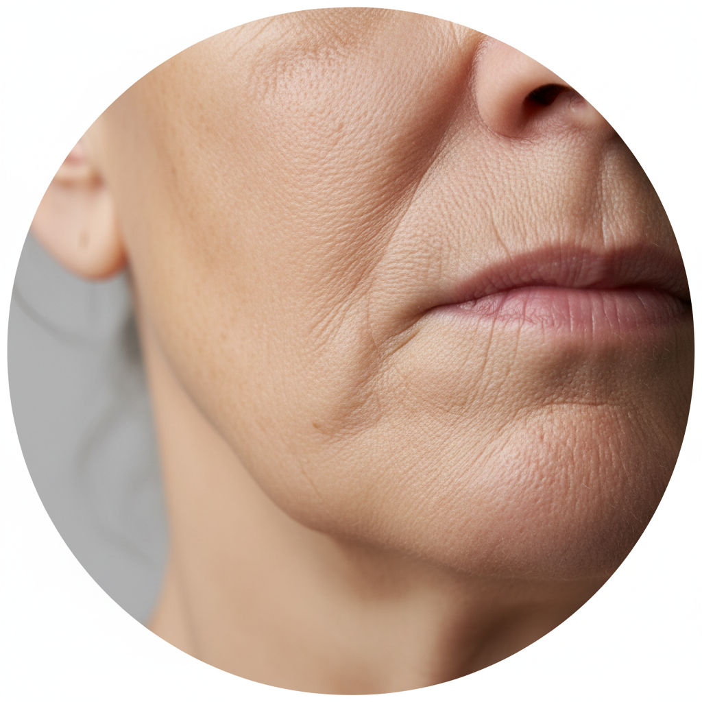 peau avec une perte de fermeté en rond